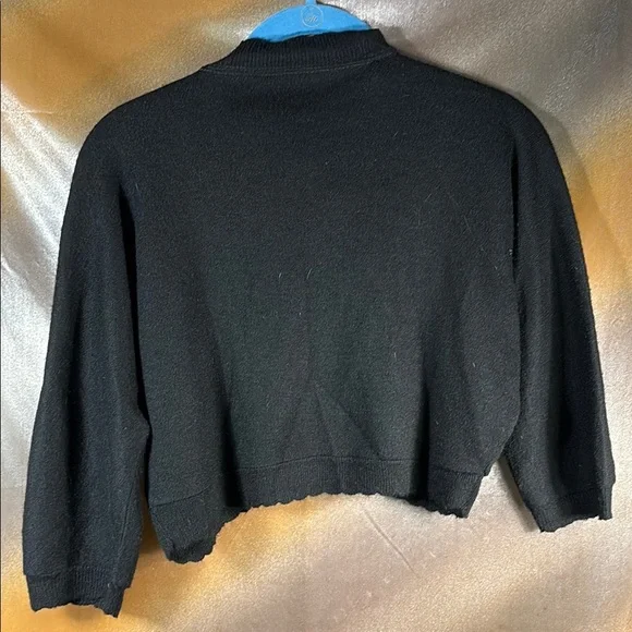 Vintage 50’s beaded details Black Embroidered Cardigan shrug E1 - Picture 4 of 5